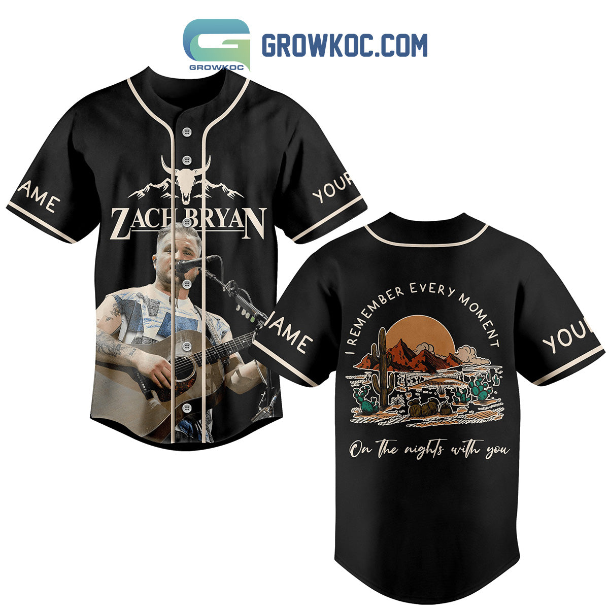 Zach Bryan I Remember Every Moment On The Nights With You Black Design Personalized Baseball Jersey