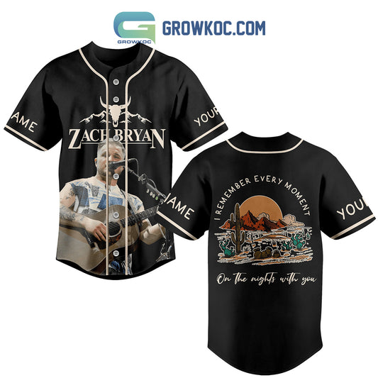 Zach Bryan I Remember Every Moment On The Nights With You Black Design Personalized Baseball Jersey