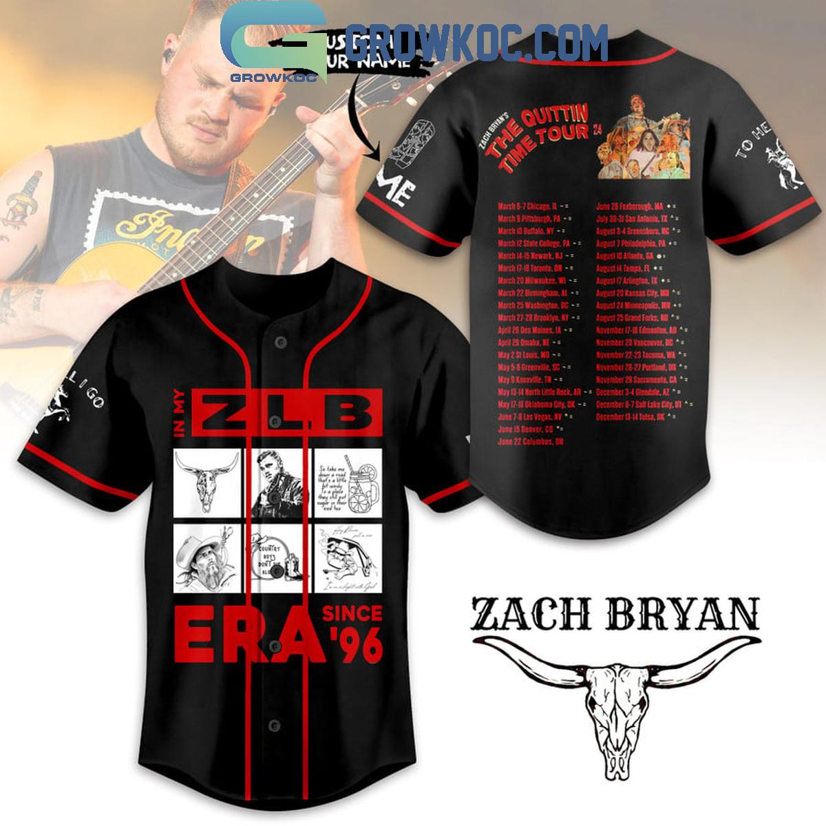 Zach Bryan The Quittin’ Time Tour 2024 Since 1996 Personalized Baseball Jersey