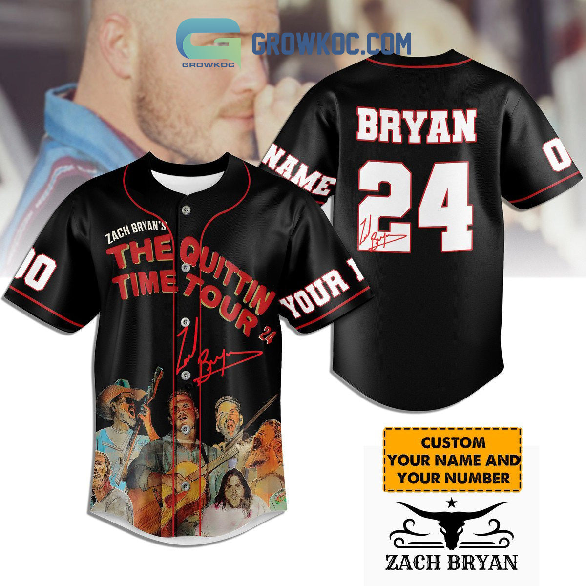 Zach Bryan The Quitting Time Tour 2024 Personalized Baseball Jersey