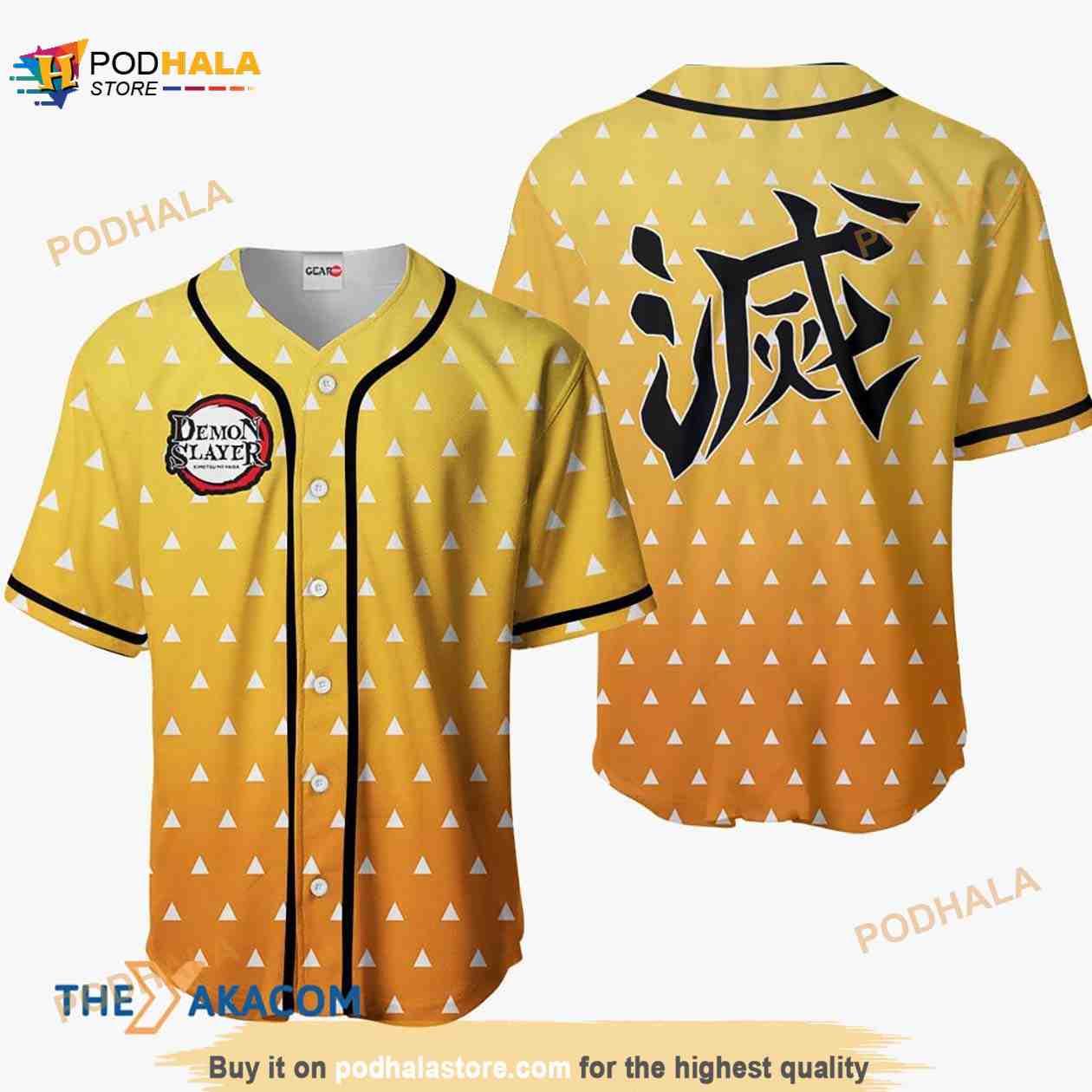 Zenitsu Kimetsu Anime Costume 3D Baseball Jersey Shirt