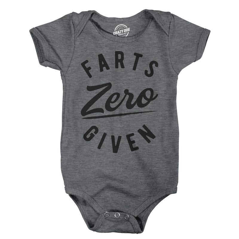 Zero Farts Given Baby Bodysuit Funny Sarcastic Farting Graphic Novelty Jumper For Infants Funny Baby Onesies Funny Adult...