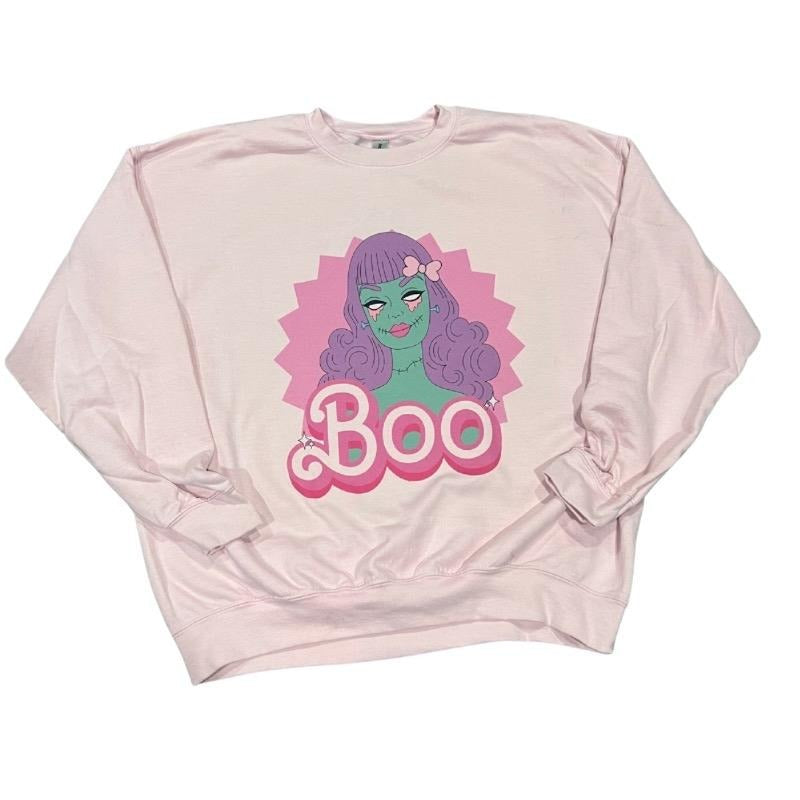 Zombie Girl Crewneck Lite Pink Midweight sweatshirt T-Shirts, Hoodie | WearSparks.com