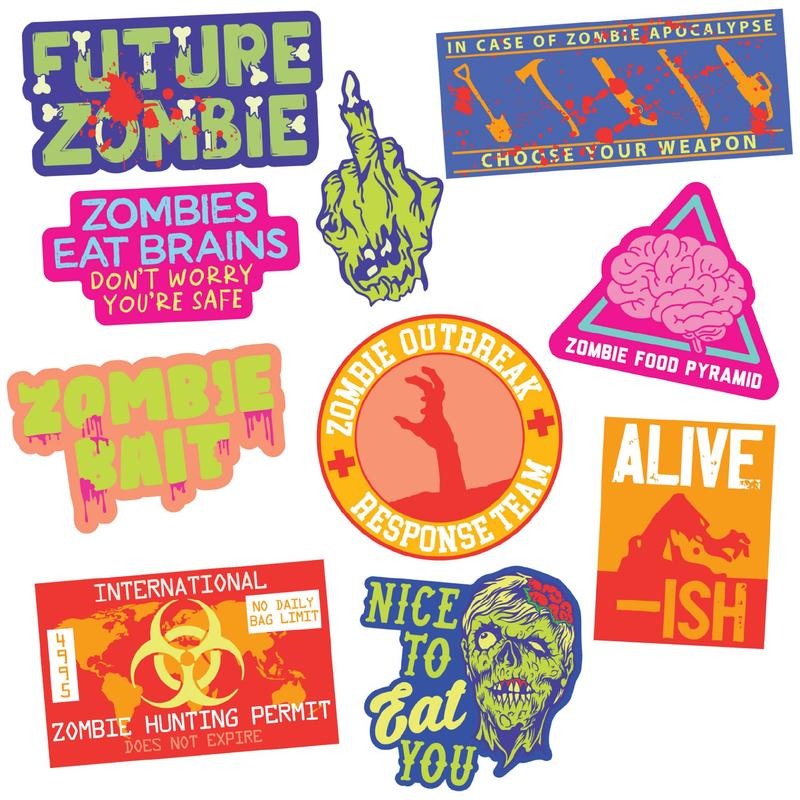 Zombie Sticker Extra Large Stickers for Adults Funny Adhesives with Memes Sarcastic  Funny Zombie  Multi T-Shirts,...