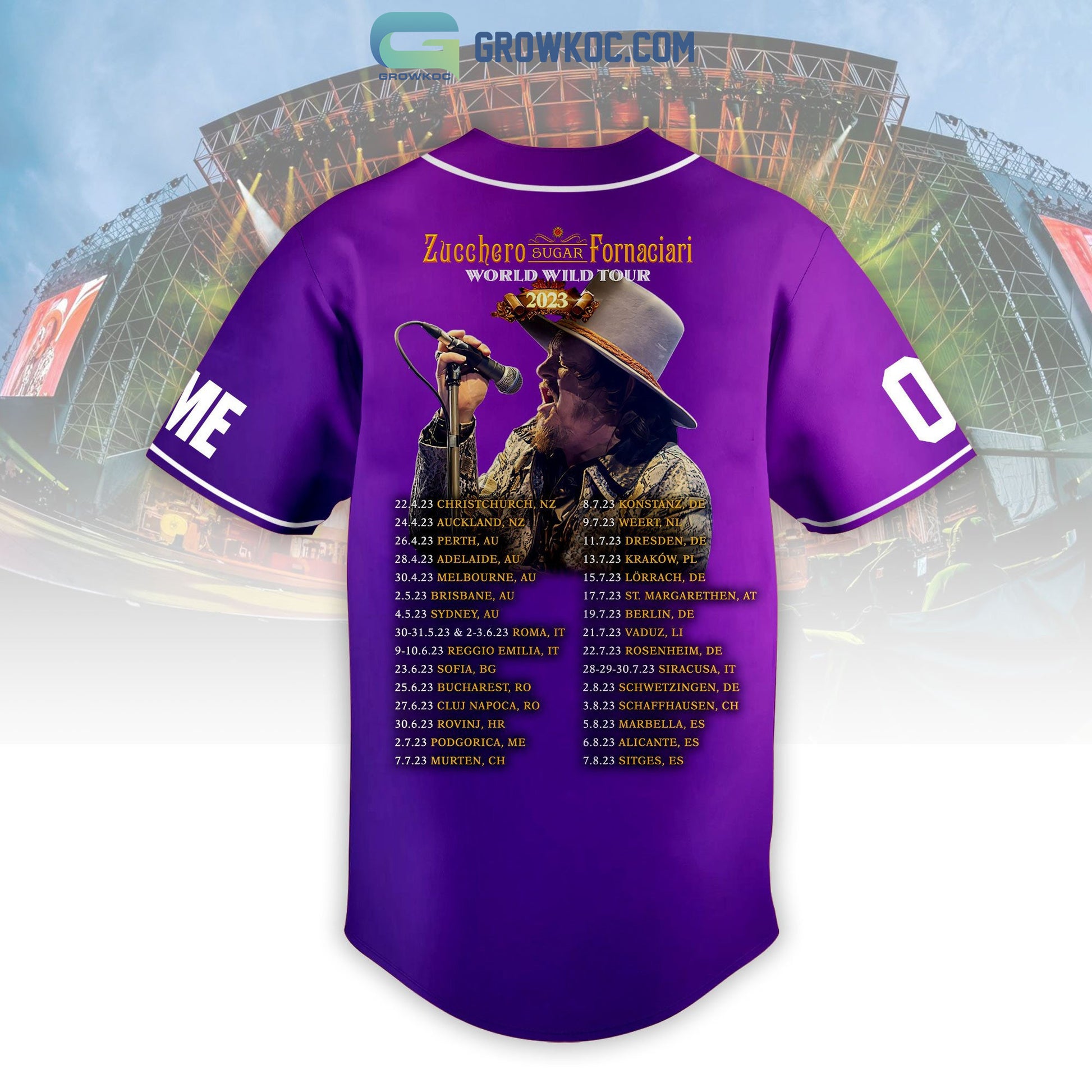 Zucchero Sugar Fornaciari World Wild Tour 2023 Personalized Baseball Jersey