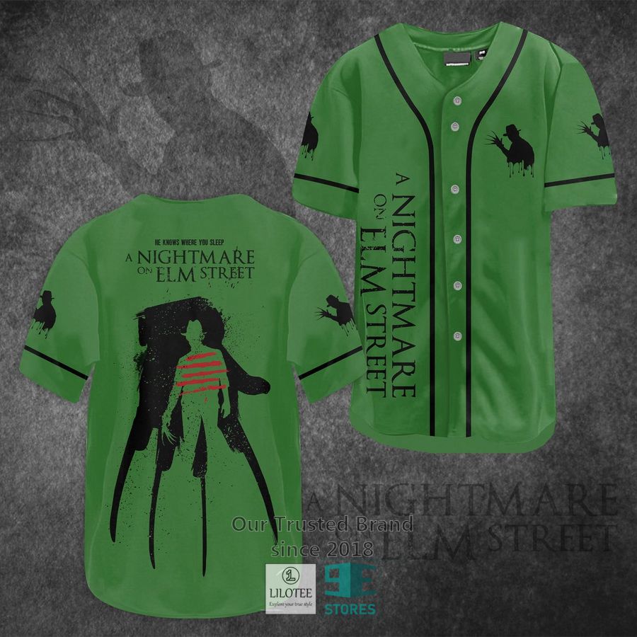 A Nightmare on Elm Street Horror Movie Green Baseball Jersey