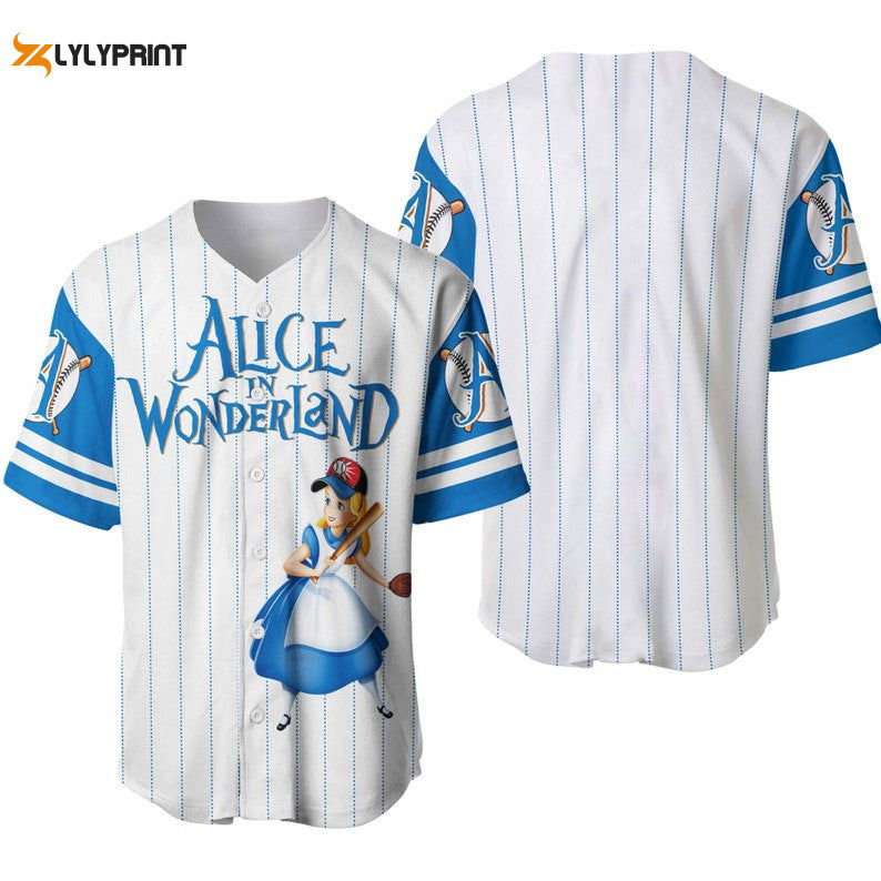 Alice In Wonderland All Over Print Pinstripe Baseball Jersey - lylyprint.com T-Shirts, Hoodie, Sweatshirt | WearSparks.com