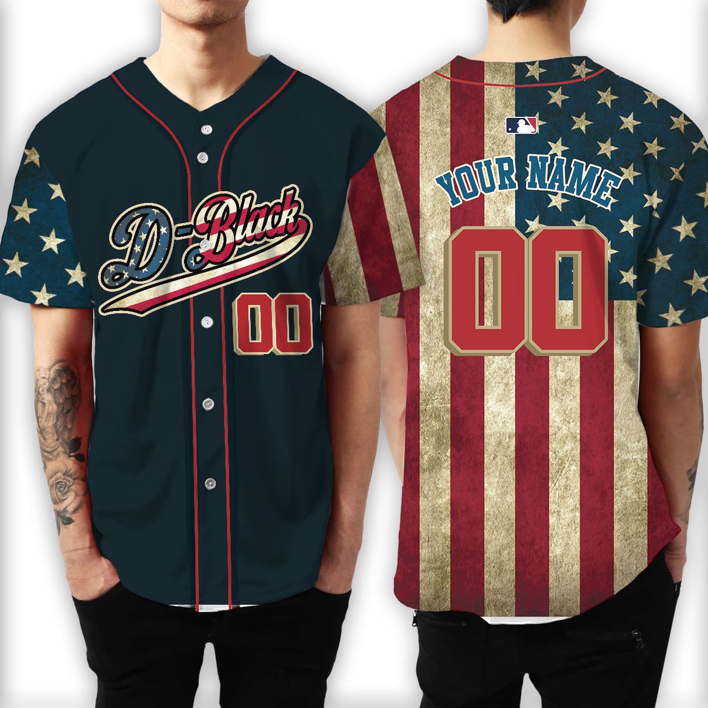 MLB Baseball Jersey Collection: America Flag Pack in Pattern - Personalized Baseball Shirt - Gift for Men Women (Image 2)