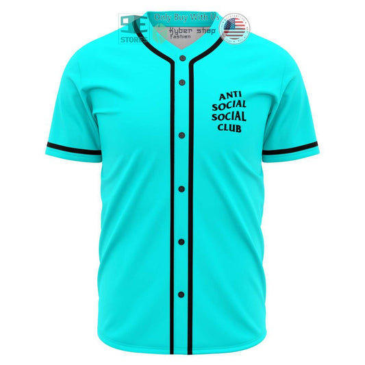 BEST Anti Social Social Club cyan Baseball Jersey