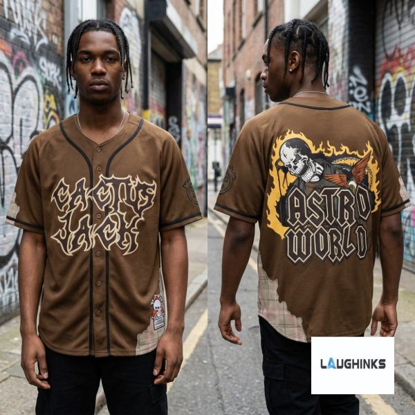 AOP Replica Brand X Travis Scott Cactus Jack Astro World Olive Baseball Jersey Shirt