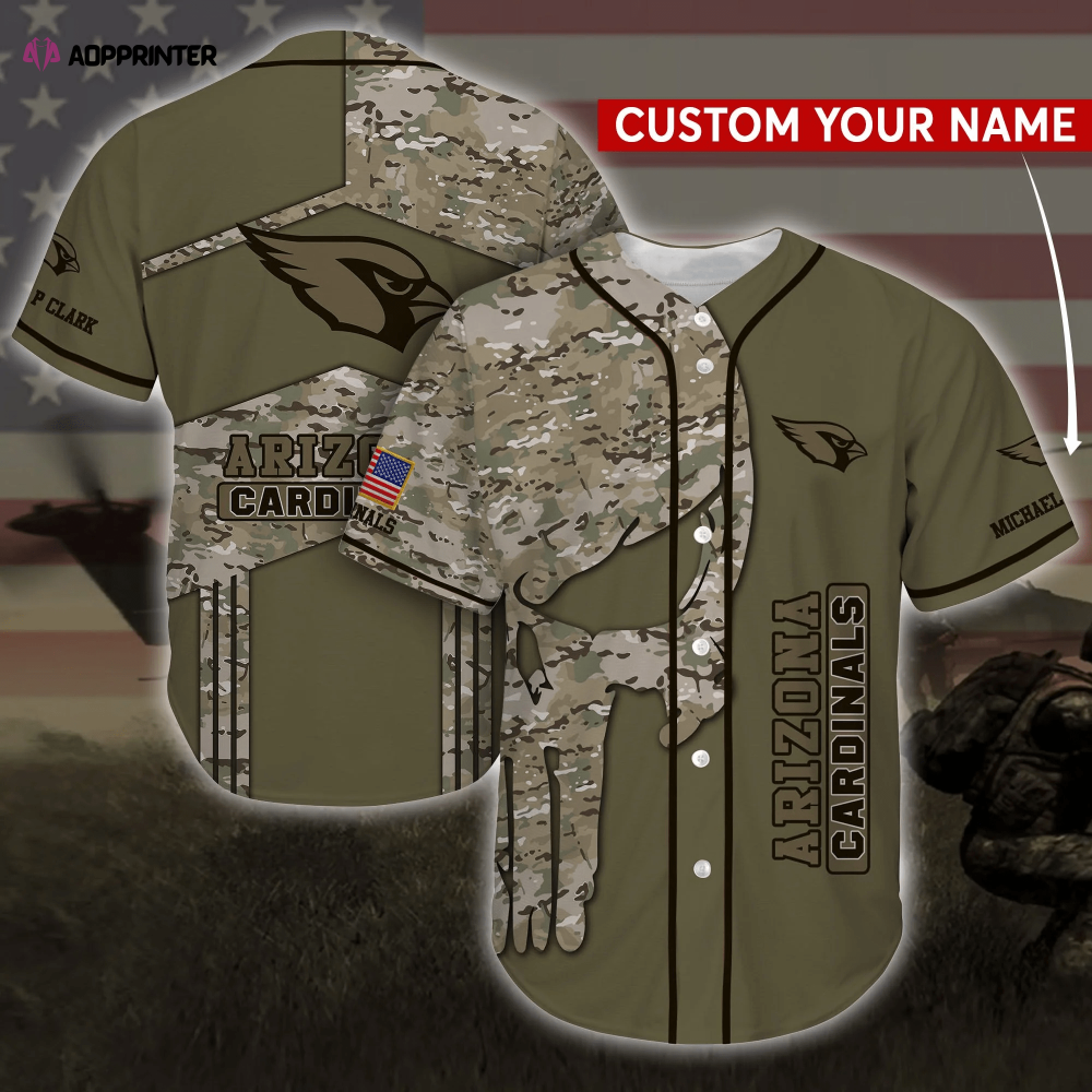 Arizona Cardinals Camo Personalized Baseball Jersey Shirt