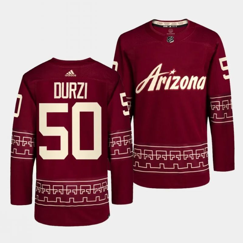 arizona coyotes #50 sean durzi 2022-23 alternate red authentic pro jersey