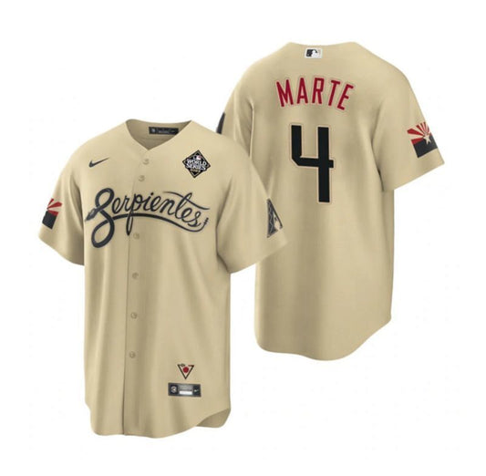 arizona diamondbacks #4 ketel marte gold 2023 world series city connect cool base
