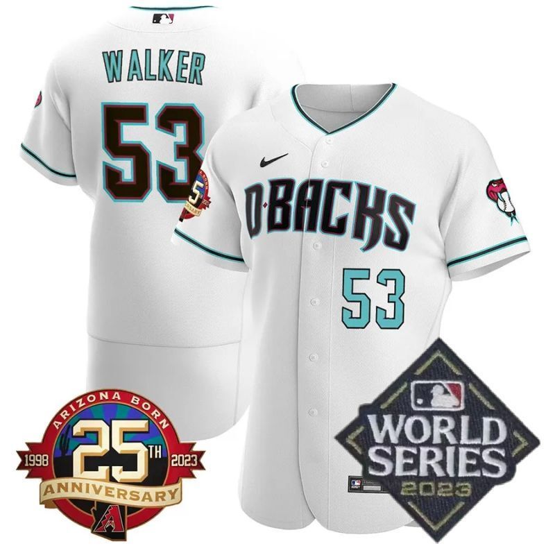 arizona diamondbacks #53 christian walker 25th anniversary patch flex base collection jersey white alternate