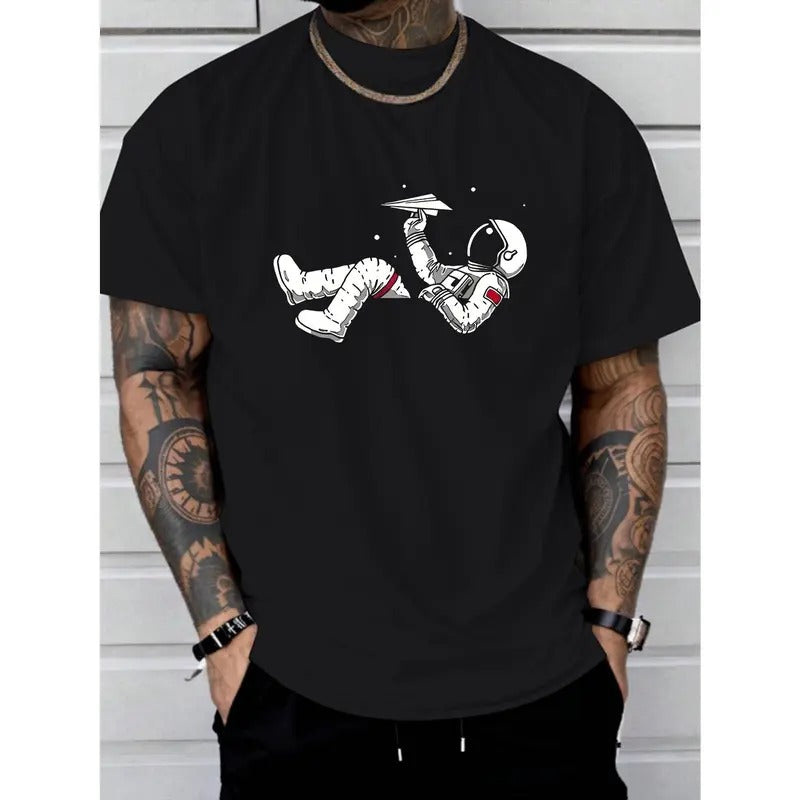 astronaut print tee shirt, Tees for Men, Casual Short Sleeve T-shirt for summer Made in USA Hoodie, Sweatshirt