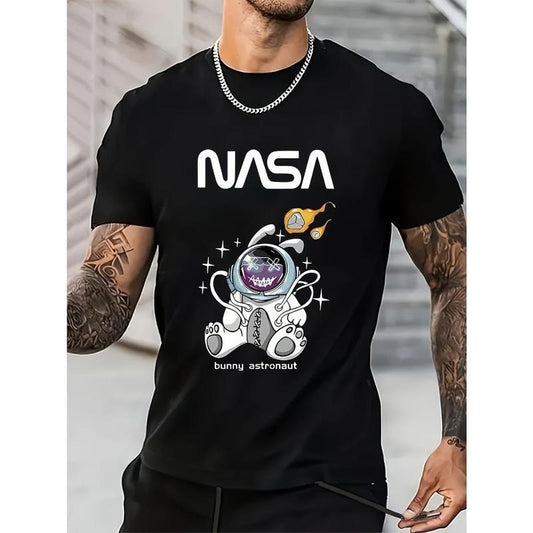 astronaut printed T-shirt men's casual style summer and autumn slightly elastic round neck T-shirt Made in USA Hoodie,...