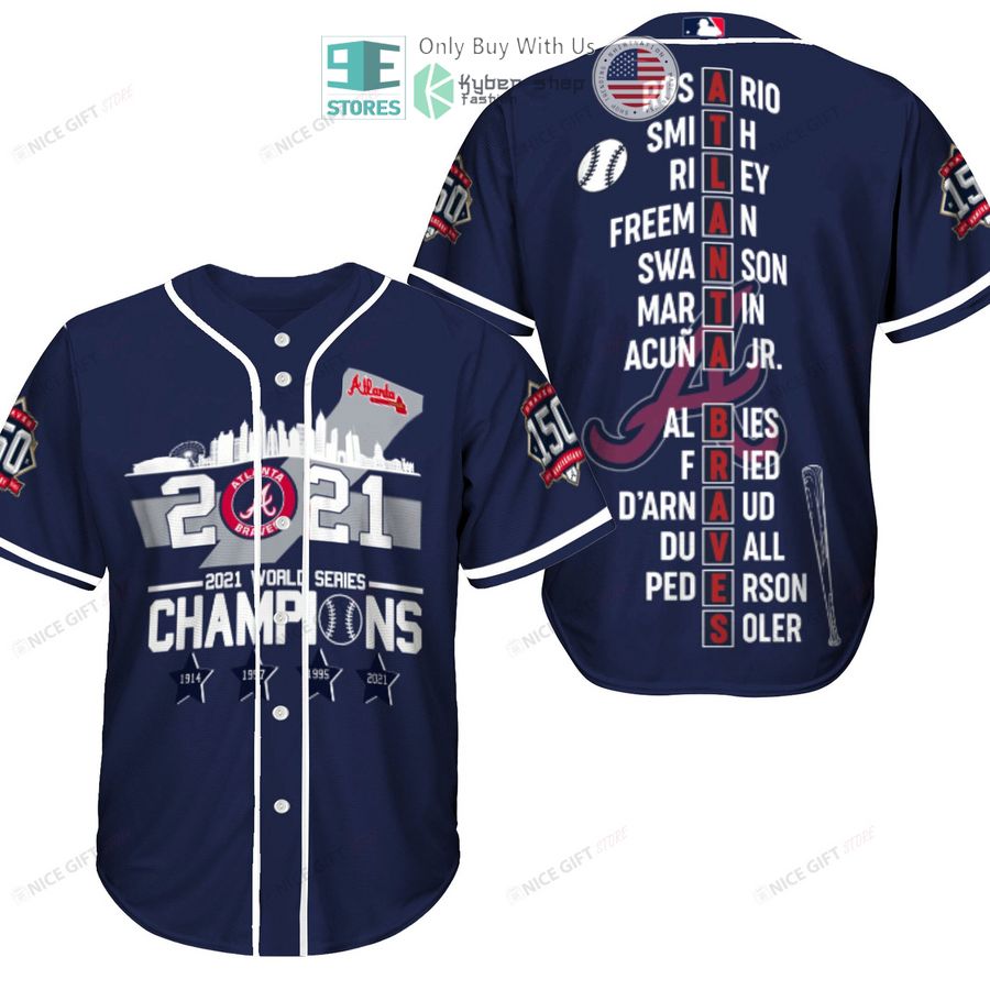 BEST Atlanta Braves 2021 World Series Champions Players Name Baseball Jersey