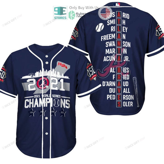 BEST Atlanta Braves 2021 World Series Champions Players Name Baseball Jersey