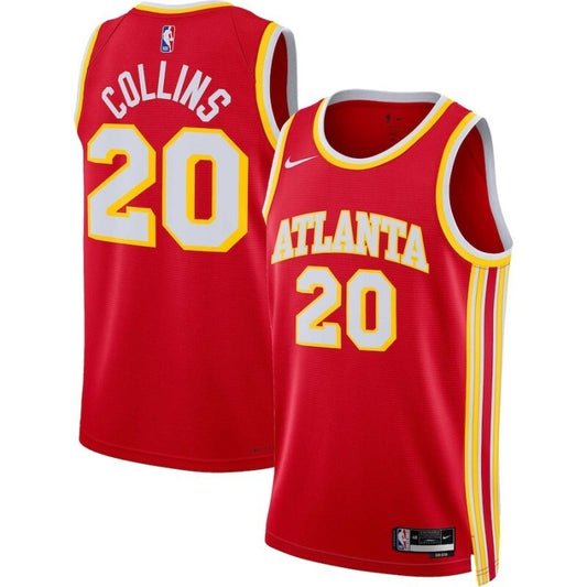 atlanta hawks #20 john collins unisex 202223 swingman jersey - icon edition - red