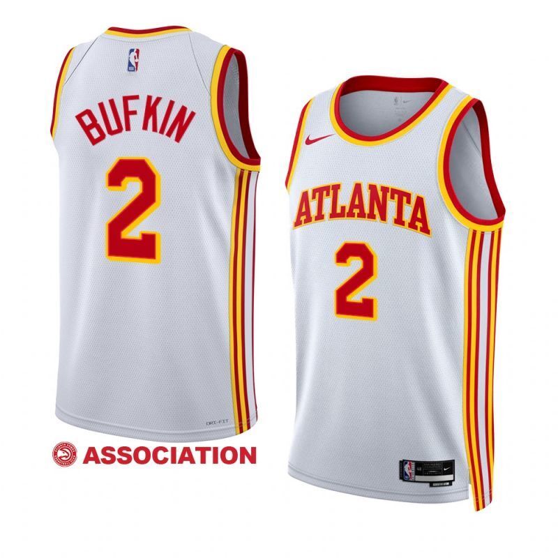 atlanta hawks #2 kobe bufkin 2023 nba draft men white jersey 2022-2023 association edition