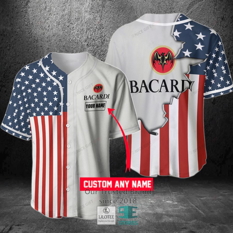 Bacardi Your Name US Flag Baseball Jersey