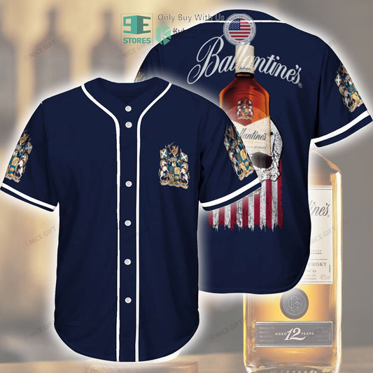 BEST Ballantine's Skull United States Flag blue Baseball Jersey
