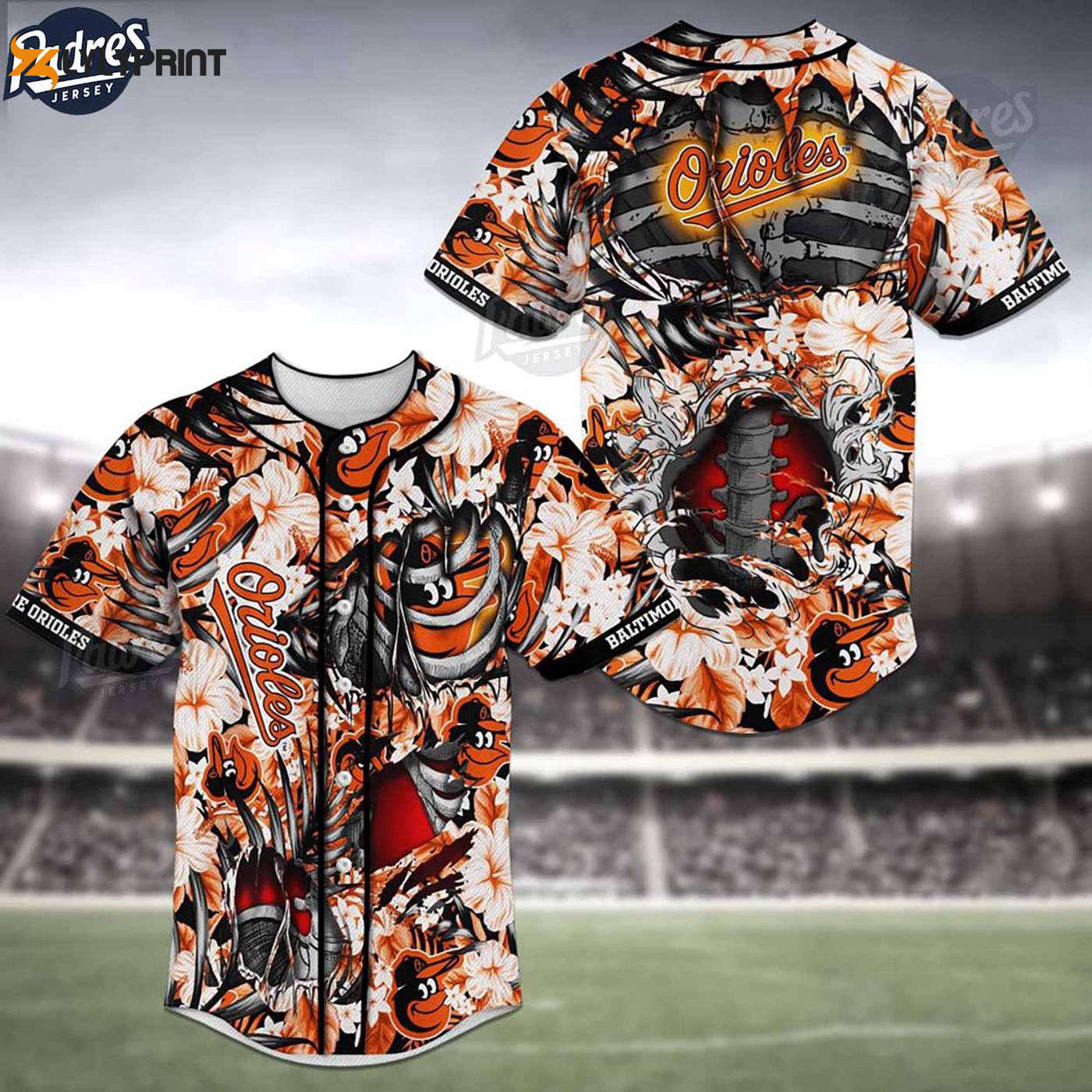 Show Your Team Spirit with Baltimore Orioles Skeleton MLB Baseball Jersey Shirt - Gift for Men Women (Image 1)
