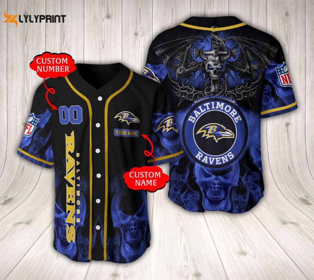 Baltimore Ravens Baseball Jersey Custom Name And Number Fan Gifts - lylyprint.com T-Shirts, Hoodie, Sweatshirt (Image 1)