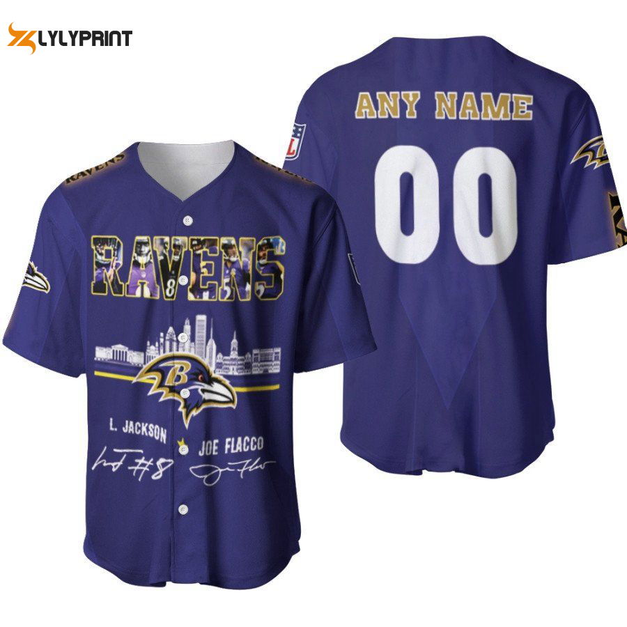 Baltimore Ravens Lamar Jackson Joe Flacco Legendary Captain Signature Designed Allover Gift With Custom Name... (Image 1)