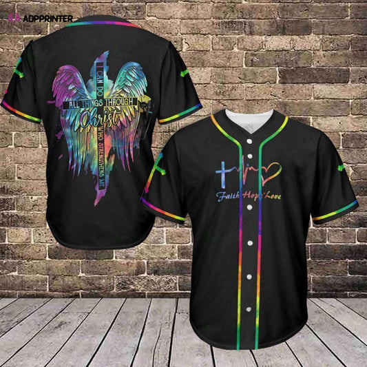Baseball Tee LGBT - Faith Cross Wings Baseball Jersey 394 - Aopprinter Hoodie, Sweatshirt | WearSparks.com