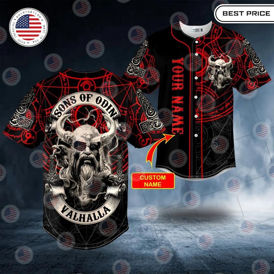 BEST Son of Odin Valhalla Norse Mythology Tattoo Custom Baseball Jersey
