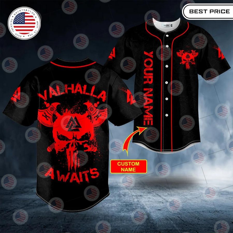 BEST Valhalla Awaits Viking Custom Baseball Jersey