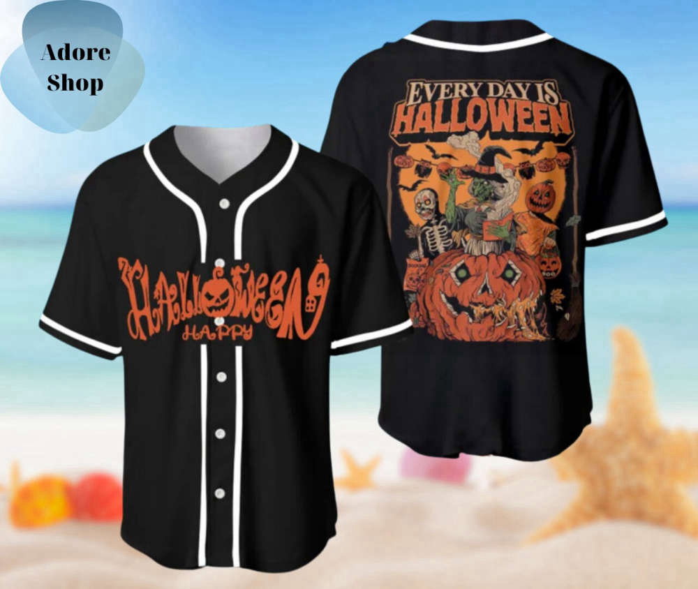 Black Happy Halloween Baseball Jersey Shirt, Perfect Holiday Gift For Adult, Youth, Kids