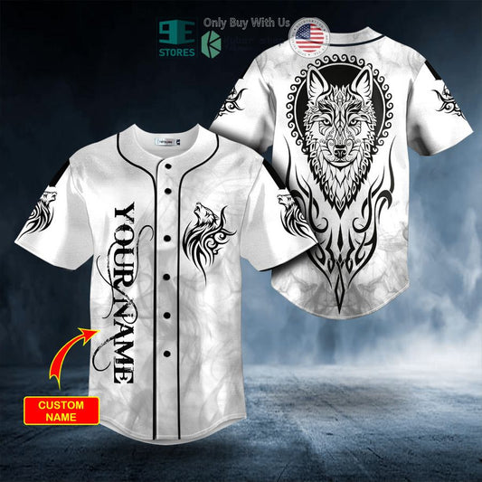 BEST Black White Yinyang Wolf Viking Tattoo Personalized Baseball Shirt