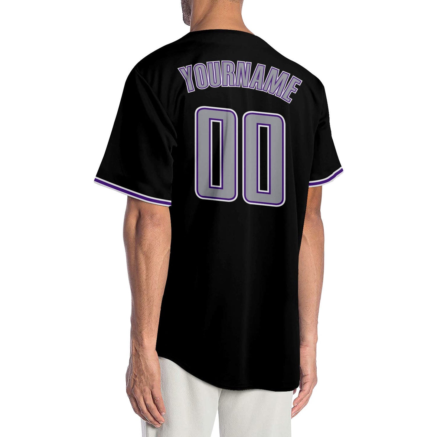 Custom Black Gray-Purple Authentic Baseball Jersey T-Shirts, Hoodie, Sweatshirt | WearSparks.com (Image 2)