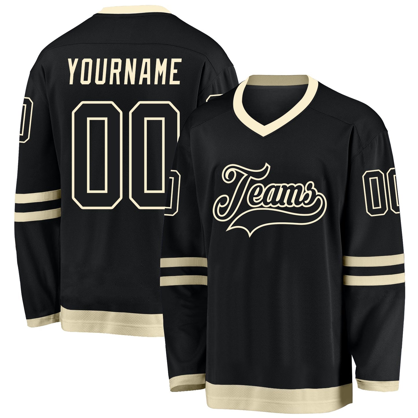Custom Black Black-Cream Hockey Jersey T-Shirts, Hoodie, Sweatshirt | WearSparks.com (Image 1)