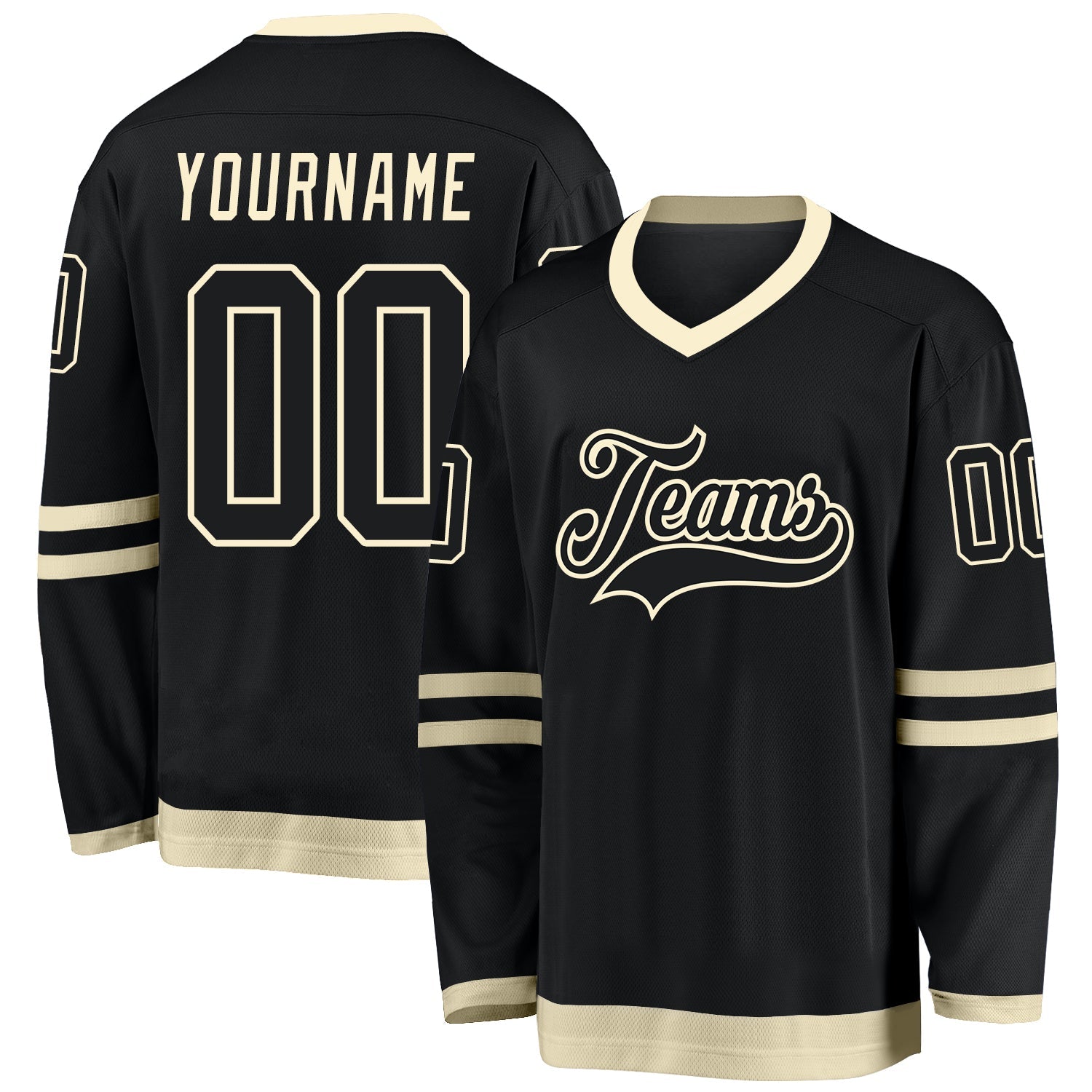 Custom Black Black-Cream Hockey Jersey T-Shirts, Hoodie, Sweatshirt | WearSparks.com (Image 1)