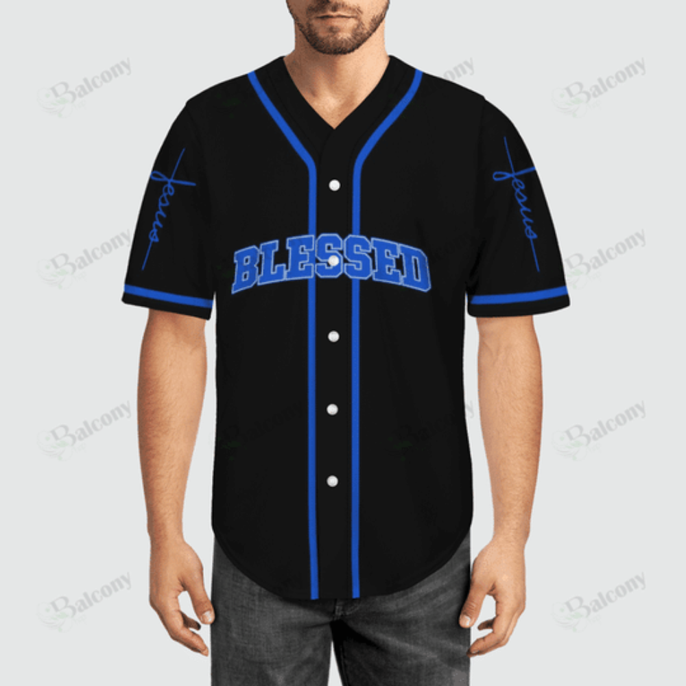 Blessed Blue Light Baseball Jersey Colorful Adult Unisex Sizes S - 5XL - Aopprinter T-Shirts, Hoodie, Sweatshirt (Image 2)