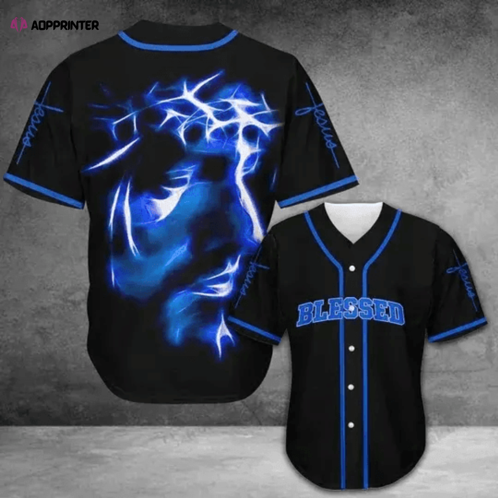 Blessed Blue Light Baseball Jersey Colorful Adult Unisex Sizes S - 5XL - Aopprinter T-Shirts, Hoodie, Sweatshirt (Image 1)
