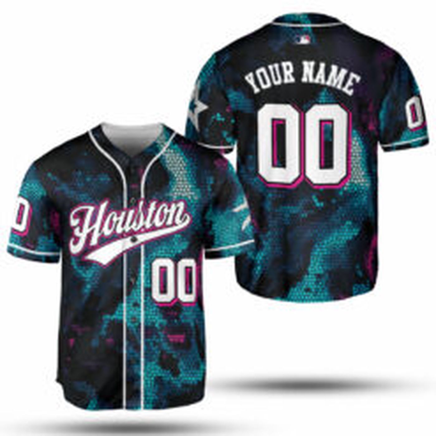 Stylish Blue Pink Gradient MLB Baseball Jersey - Team MLB Collection - Gift for Men Women - lylyprint.com... (Image 5)