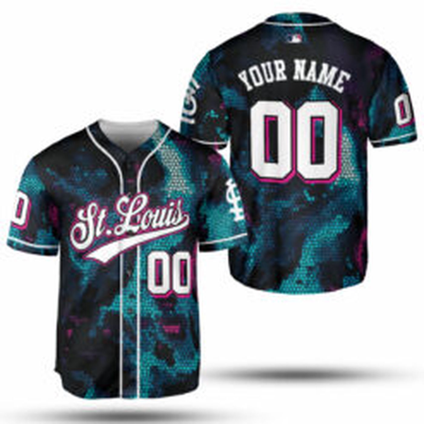 Stylish Blue Pink Gradient MLB Baseball Jersey - Team MLB Collection - Gift for Men Women - lylyprint.com... (Image 7)