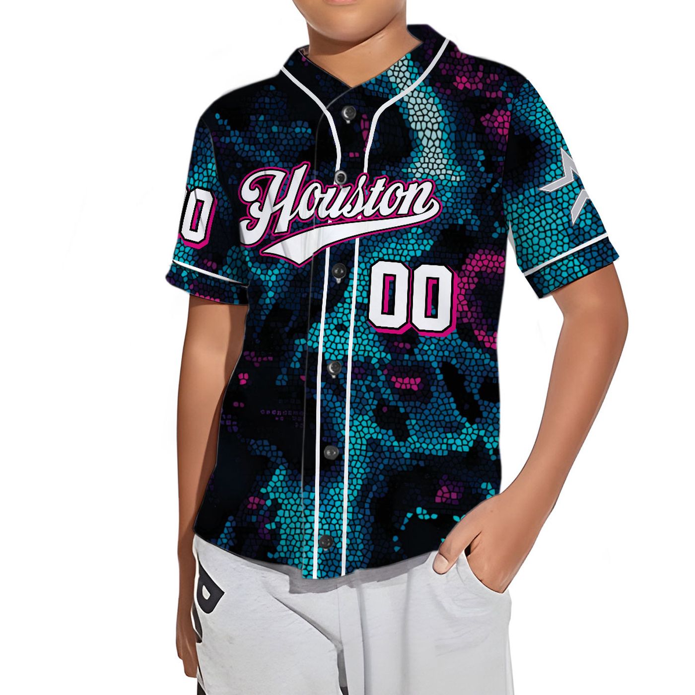 Stylish Blue Pink Gradient MLB Baseball Jersey - Team MLB Collection - Gift for Men Women - lylyprint.com... (Image 2)
