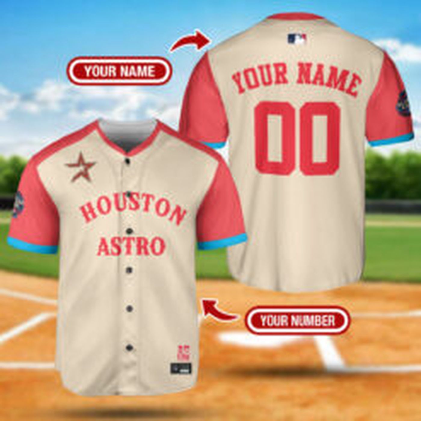 Stylish Blue Pink Gradient MLB Baseball Jersey - Team MLB Collection - Gift for Men Women - lylyprint.com... (Image 8)