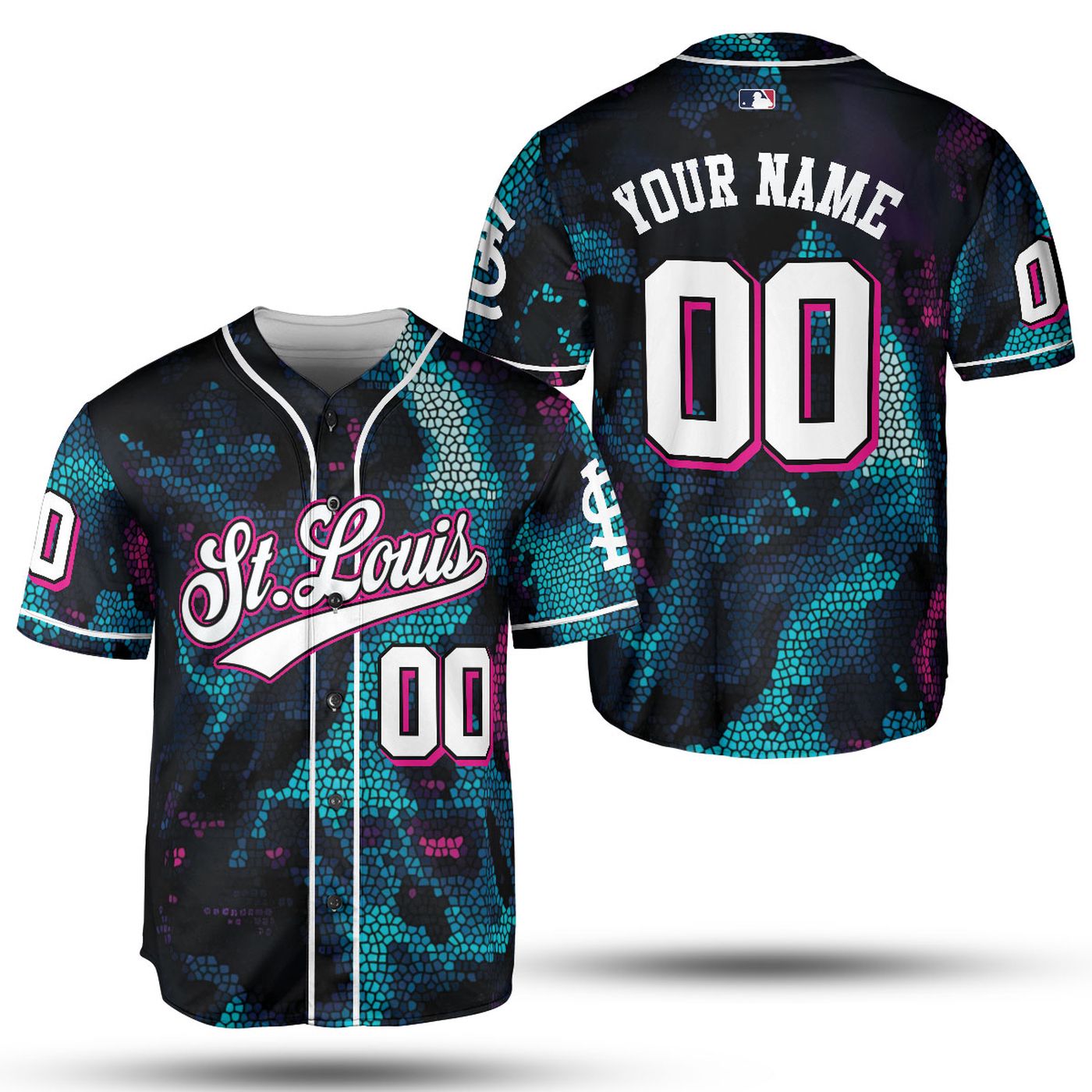 Stylish Blue Pink Gradient MLB Baseball Jersey - Team MLB Collection - Gift for Men Women - lylyprint.com... (Image 3)