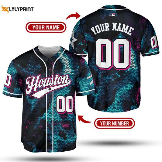 Stylish Blue Pink Gradient MLB Baseball Jersey - Team MLB Collection - Gift for Men Women - lylyprint.com... (Image 1)