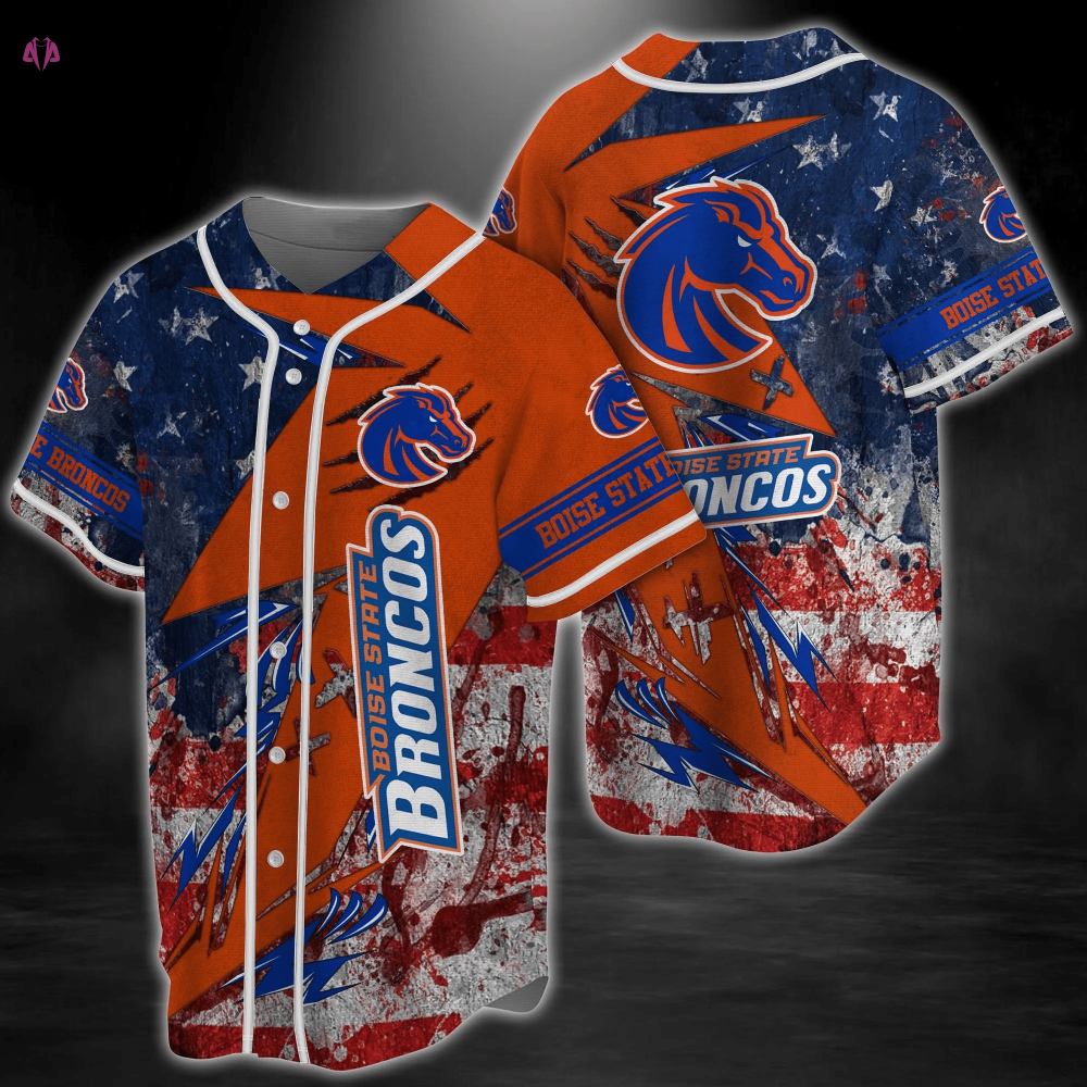 Boise State Broncos NCAA Baseball Jersey Shirt US Flag FVJ