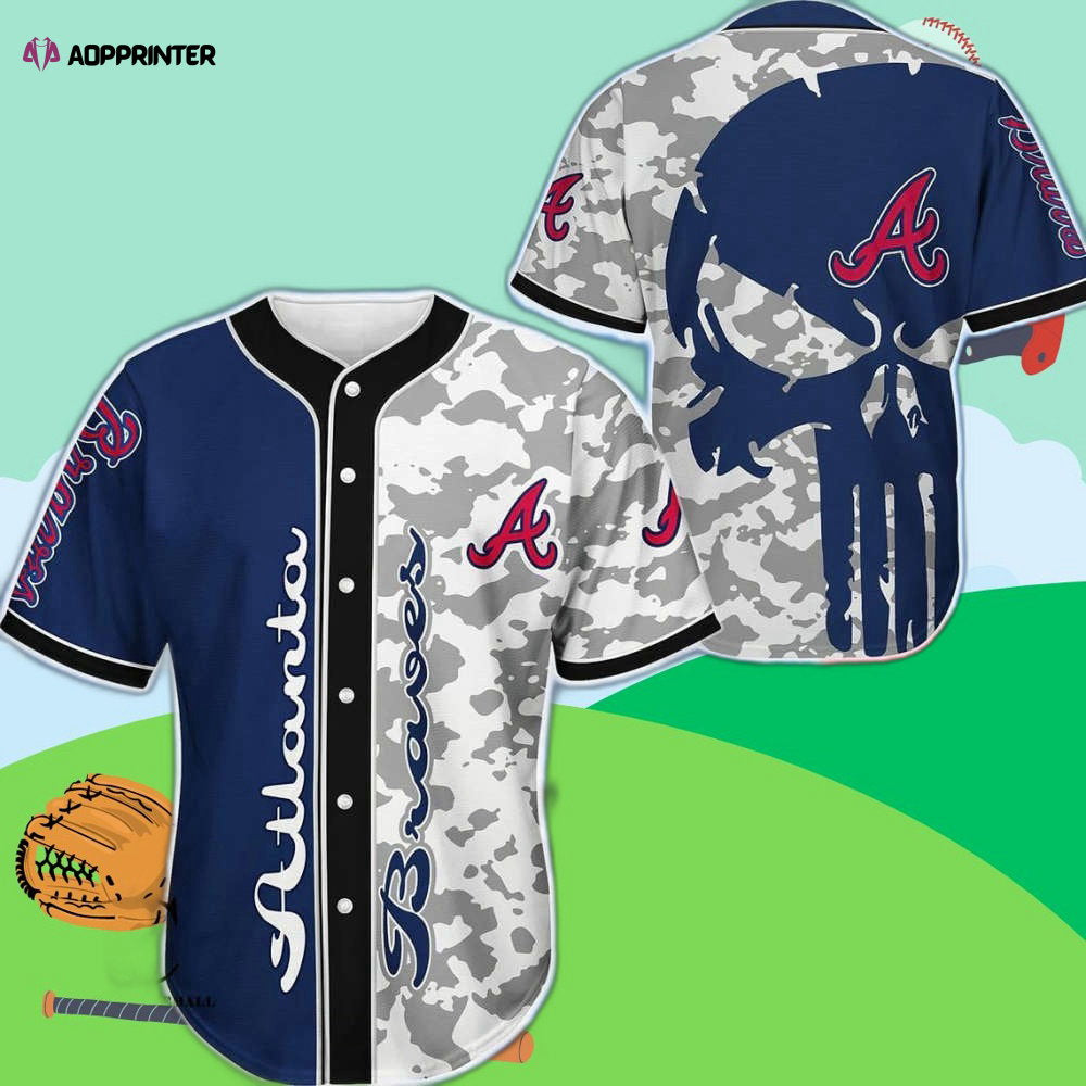 Bold Atlanta Red Camo Skull Baseball Jersey – Stand Out in Style