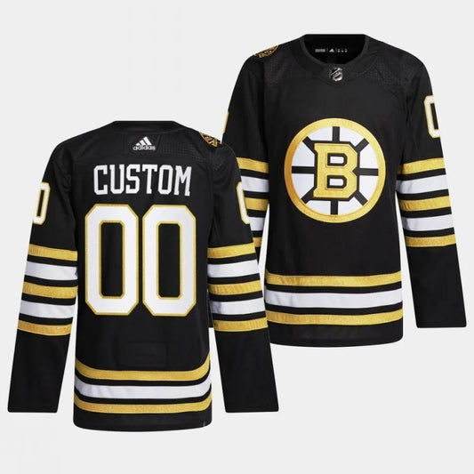 boston bruins custom 2023-24 100th anniversary black primegreen jersey