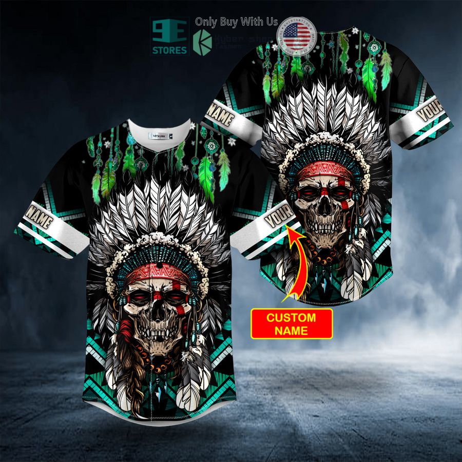 BEST Brocade Pattern 3 Native Skull Personalized Baseball Jersey