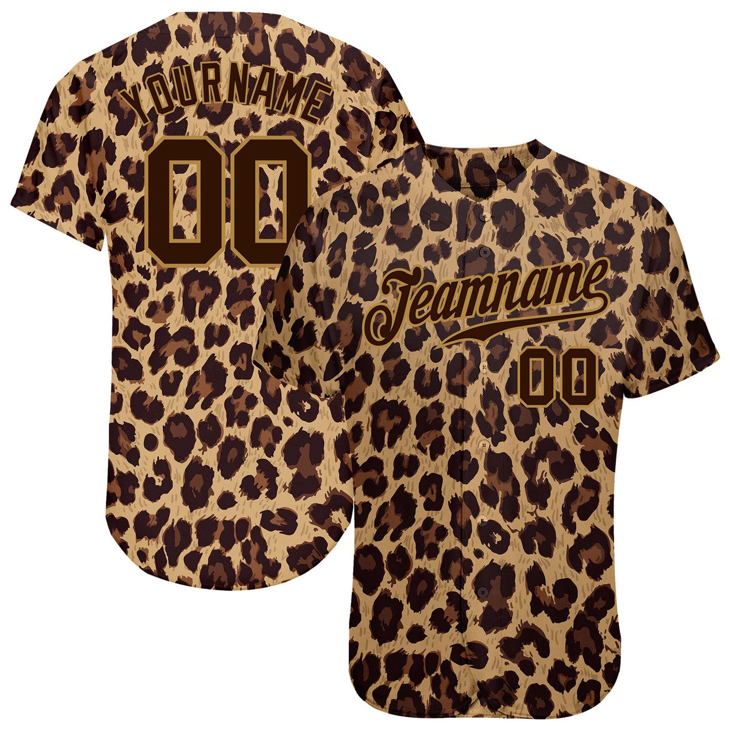 Custom Brown Brown-Old Gold 3D Pattern Design Leopard Authentic Baseball Jersey T-Shirts, Hoodie, Sweatshirt (Image 1)